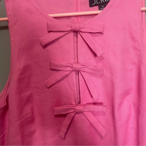 J. Crew Bow Front Shift Dress Linen Blend Bubblegum Pink XS - Picture 3 of 7